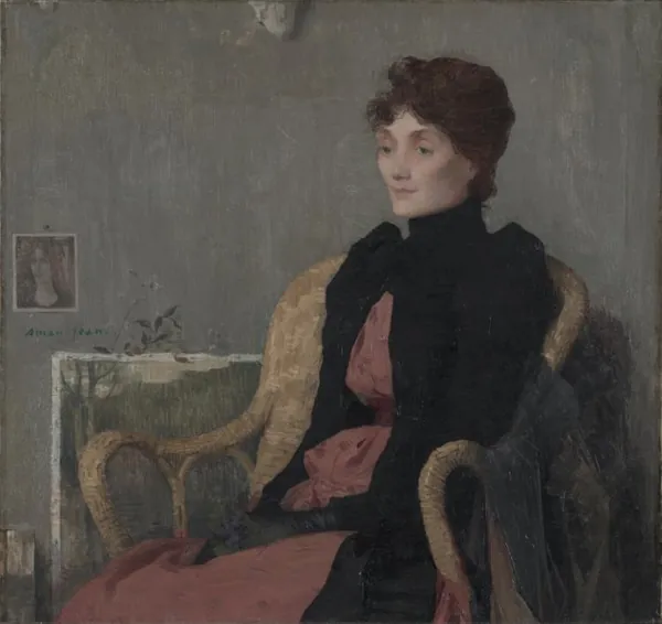 Retrato de uma Mulher, pintura de Edmond François Aman-Jean, cerca de 1891